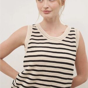 Amazon Black and Cream Striped Tank Top